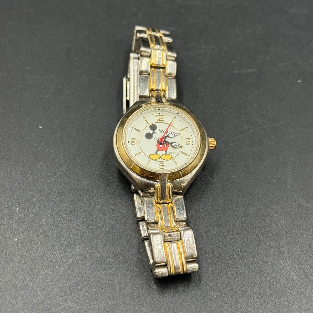 Disney Mickey Mouse Watch Women's Two Tone Bracelet Watch Classic Mickey - Picture 2 of 9